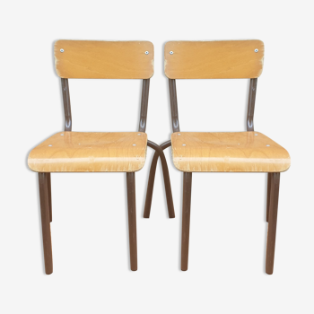 Set de 2 chaises vintage d'école maternelle