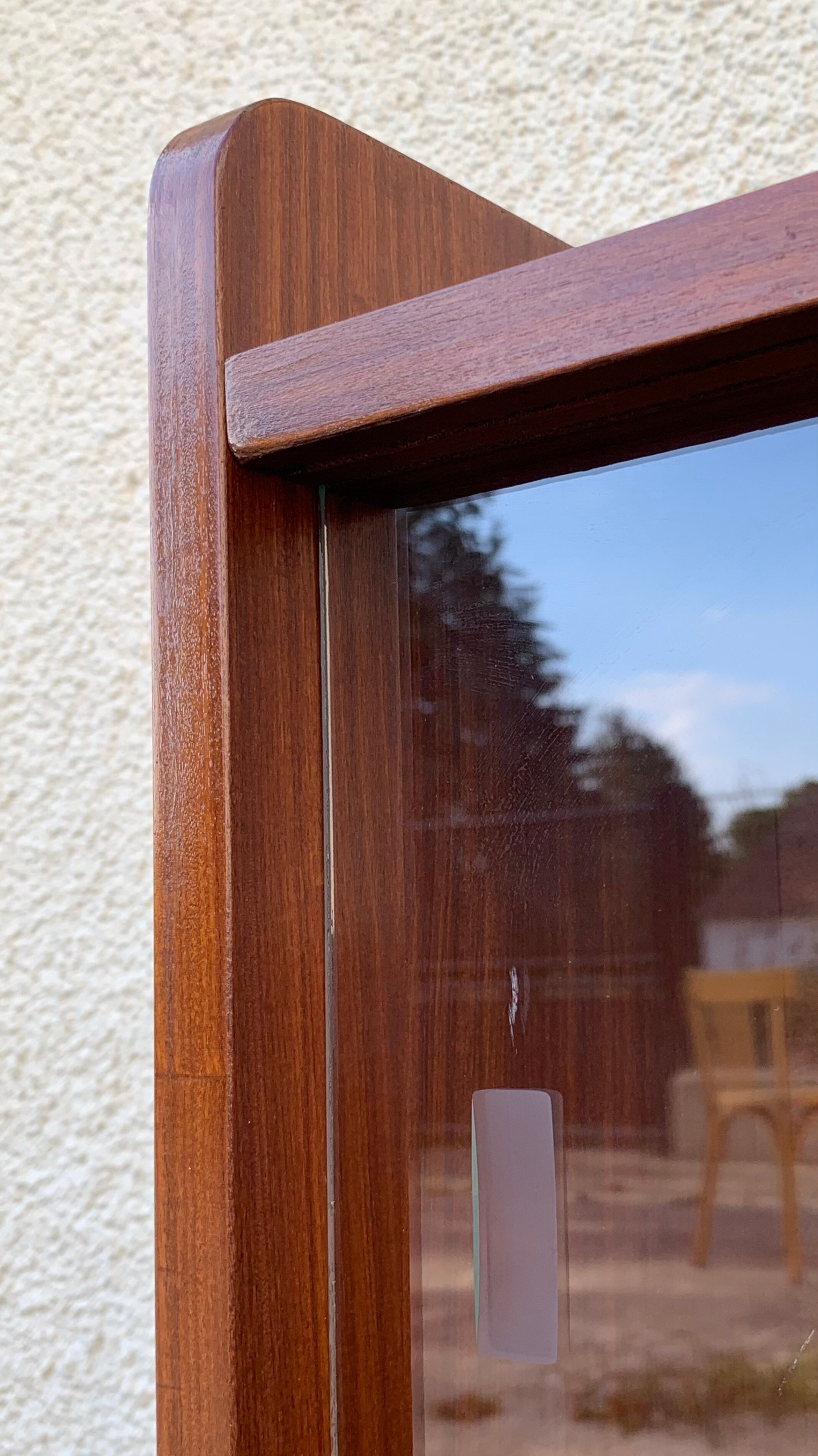 glass wall bookcase in vintage teak 1950
