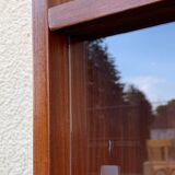 glass wall bookcase in vintage teak 1950