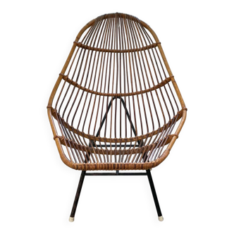 Chaise en rotin, design vintage, années 1960