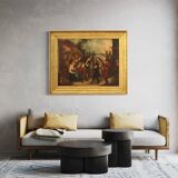 English painting oil on canvas genre scene from 18th century