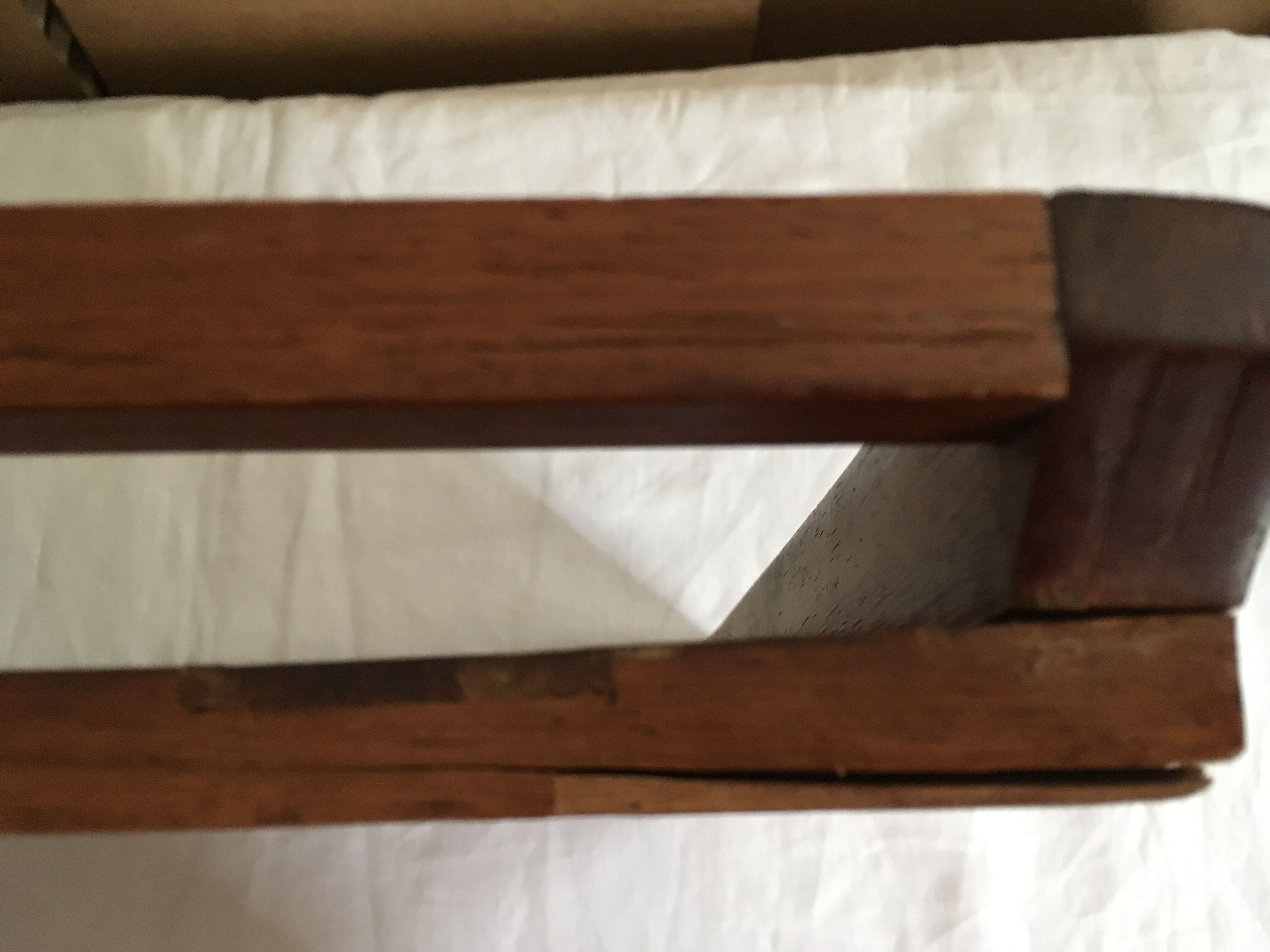 Old wooden serving tray with marquetry drawing