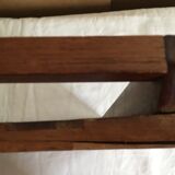 Old wooden serving tray with marquetry drawing