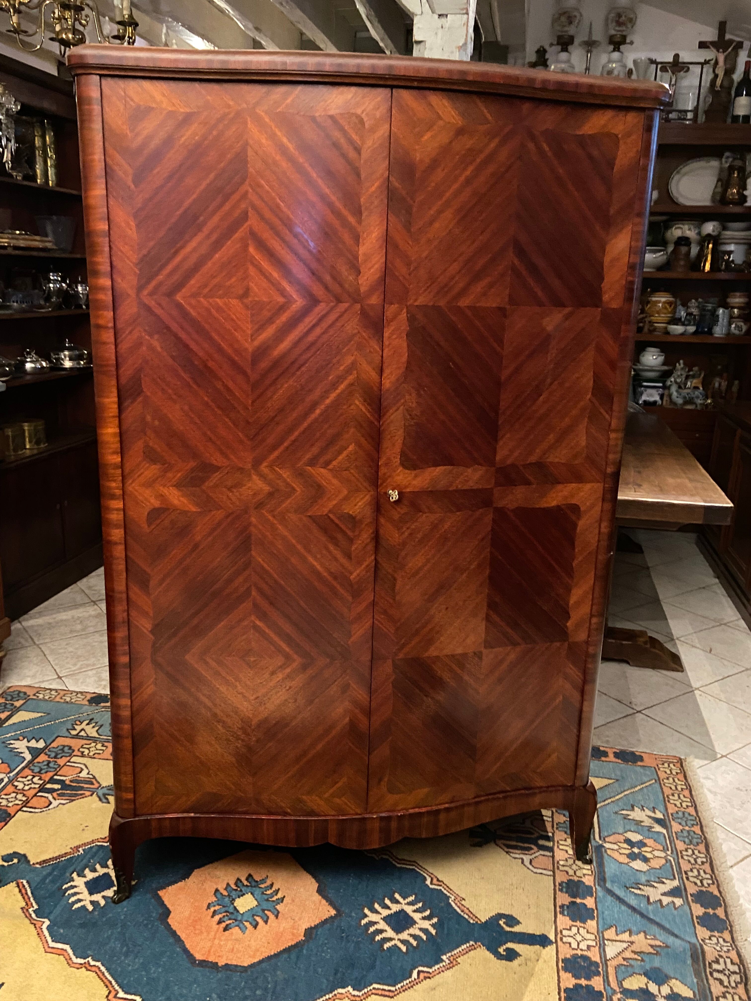 Domed wardrobe with Louis XV style inlaid decoration