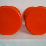 2 tabourets diabolo orange années 70