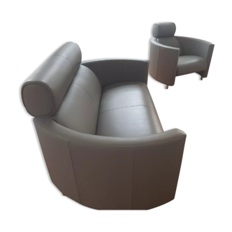 Canape et fauteuil cuir designer Bernard Massot