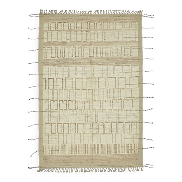Tapis en laine beige fait main, pièce unique turque, 202 cm x 307 cm