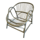 Fauteuil corbeille vintage en rotin – teinte vert gris