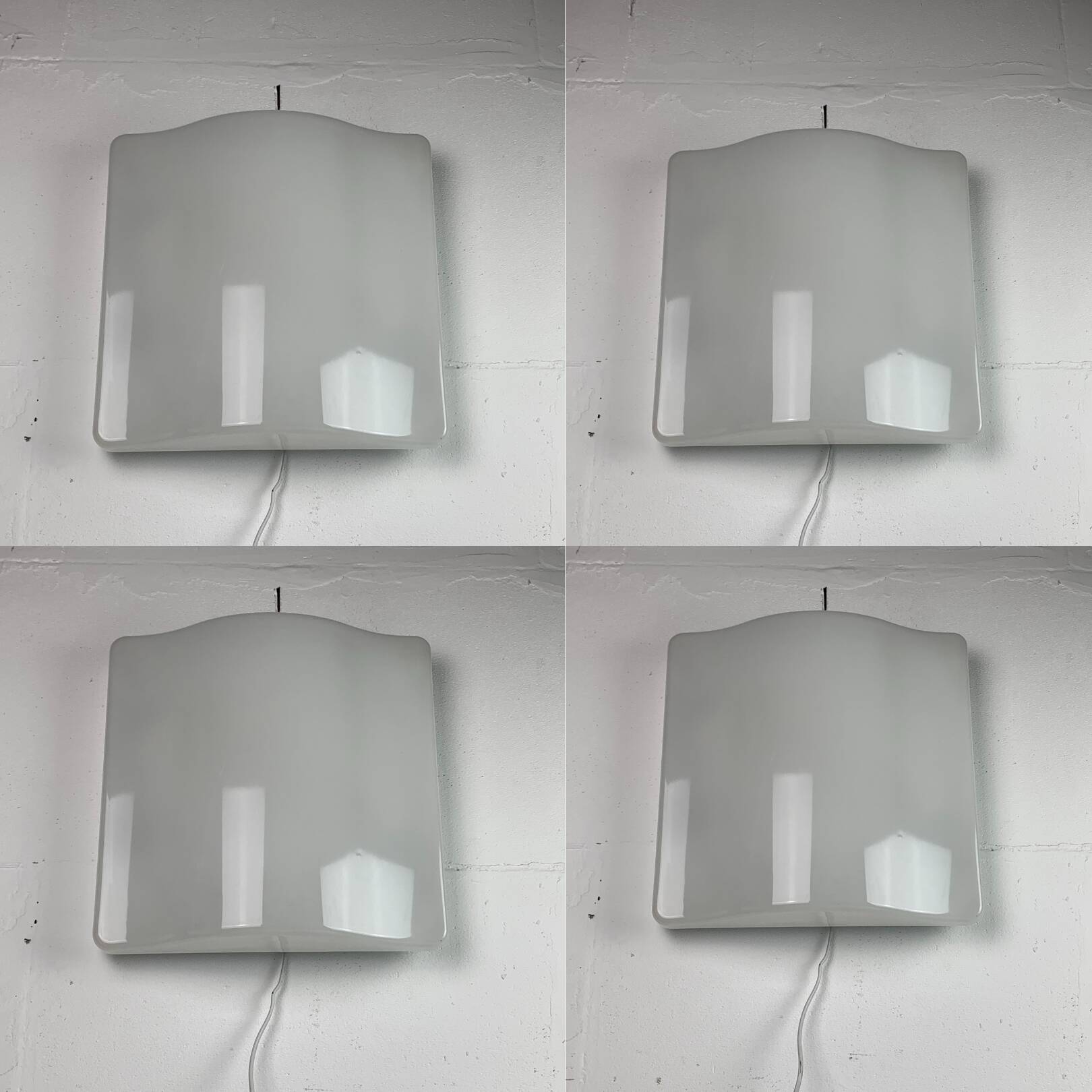 Set of 4 midcentury space age wavy wall lamp by Guzzini,model 5359