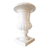 Grand vase Médicis en faïence blanche vintage
