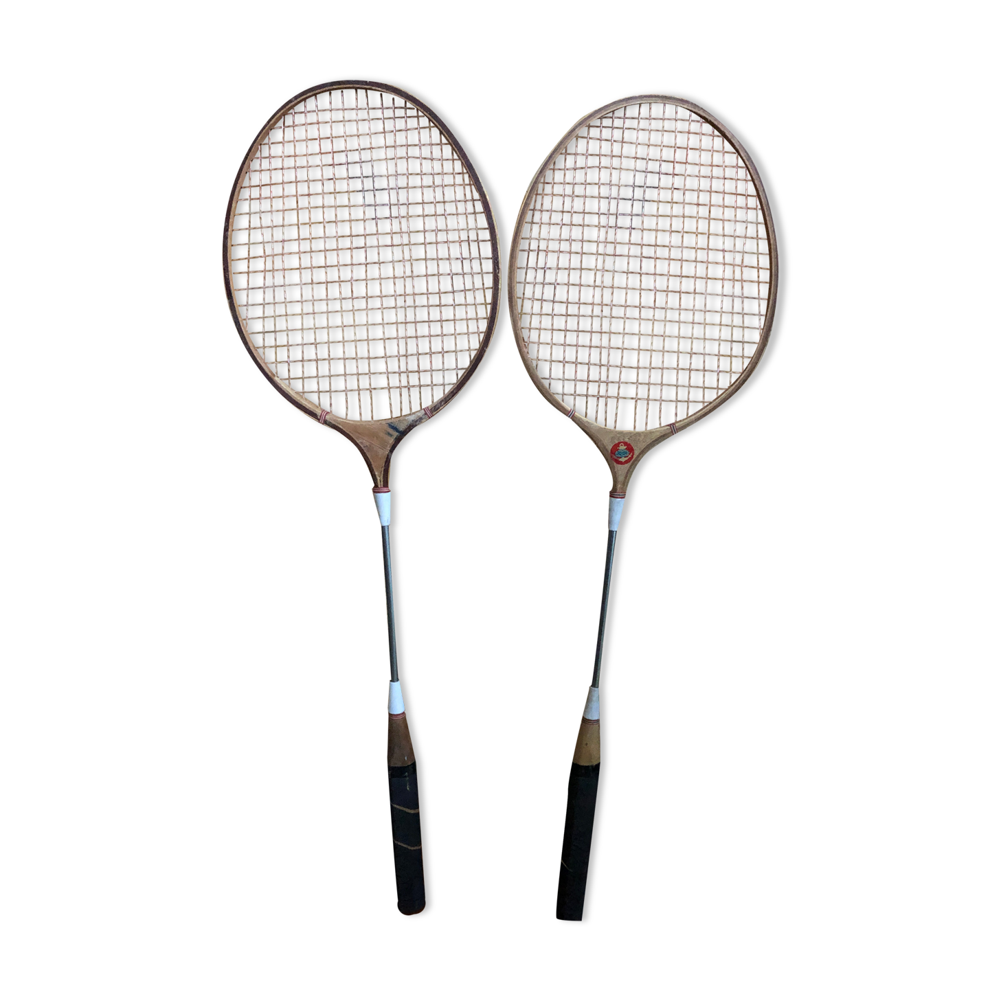 Pair old racket badminton odc wood sport vintage