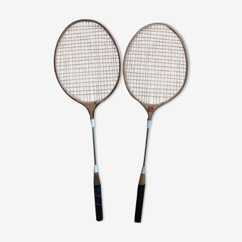 Pair old racket badminton odc wood sport vintage