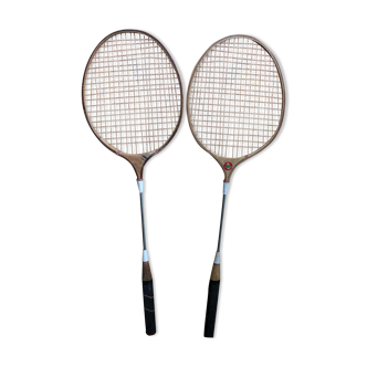 Paire ancienne raquette badminton odc bois sport vintage