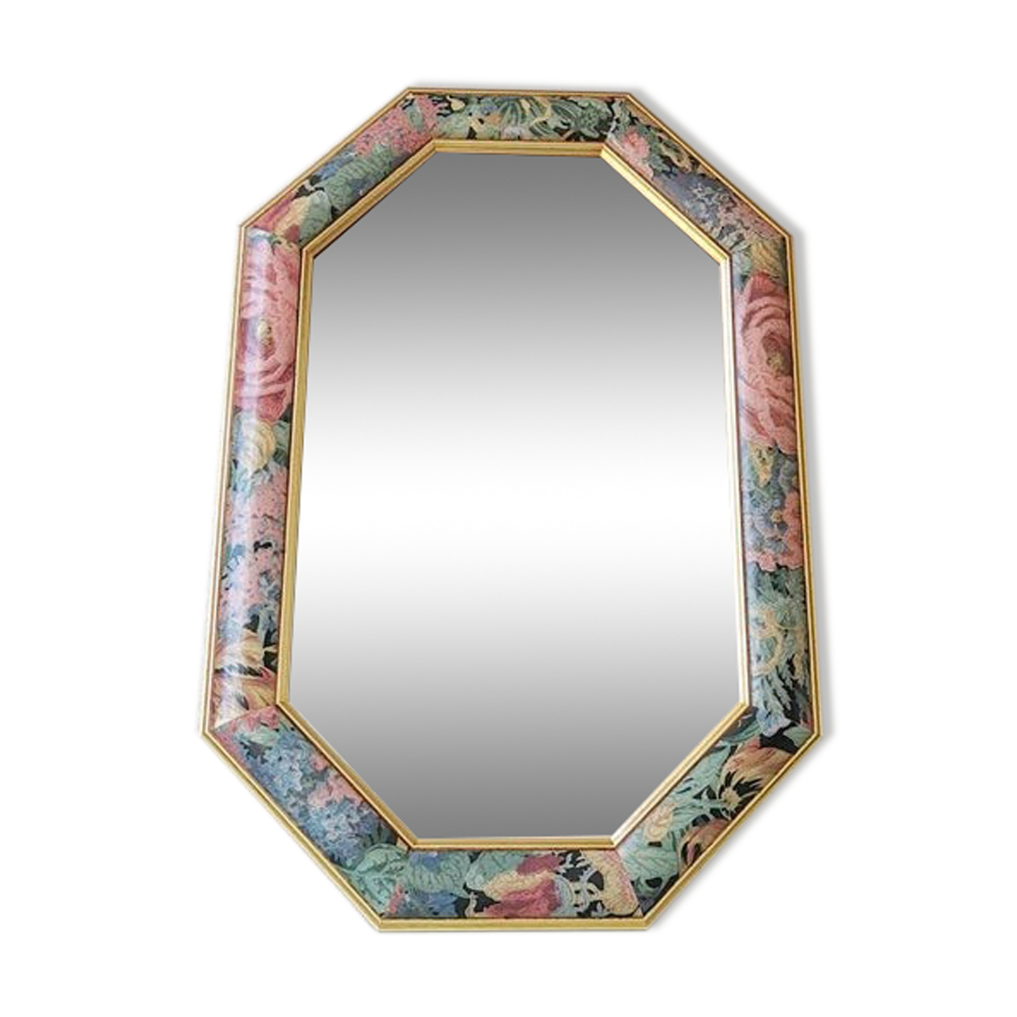 Vintage wooden flower mirror 1980