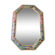 Miroir fleuri vintage en bois 80s   54x37cm