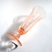 Vintage pink moulded glass cornucopia vase – bead and heart decoration