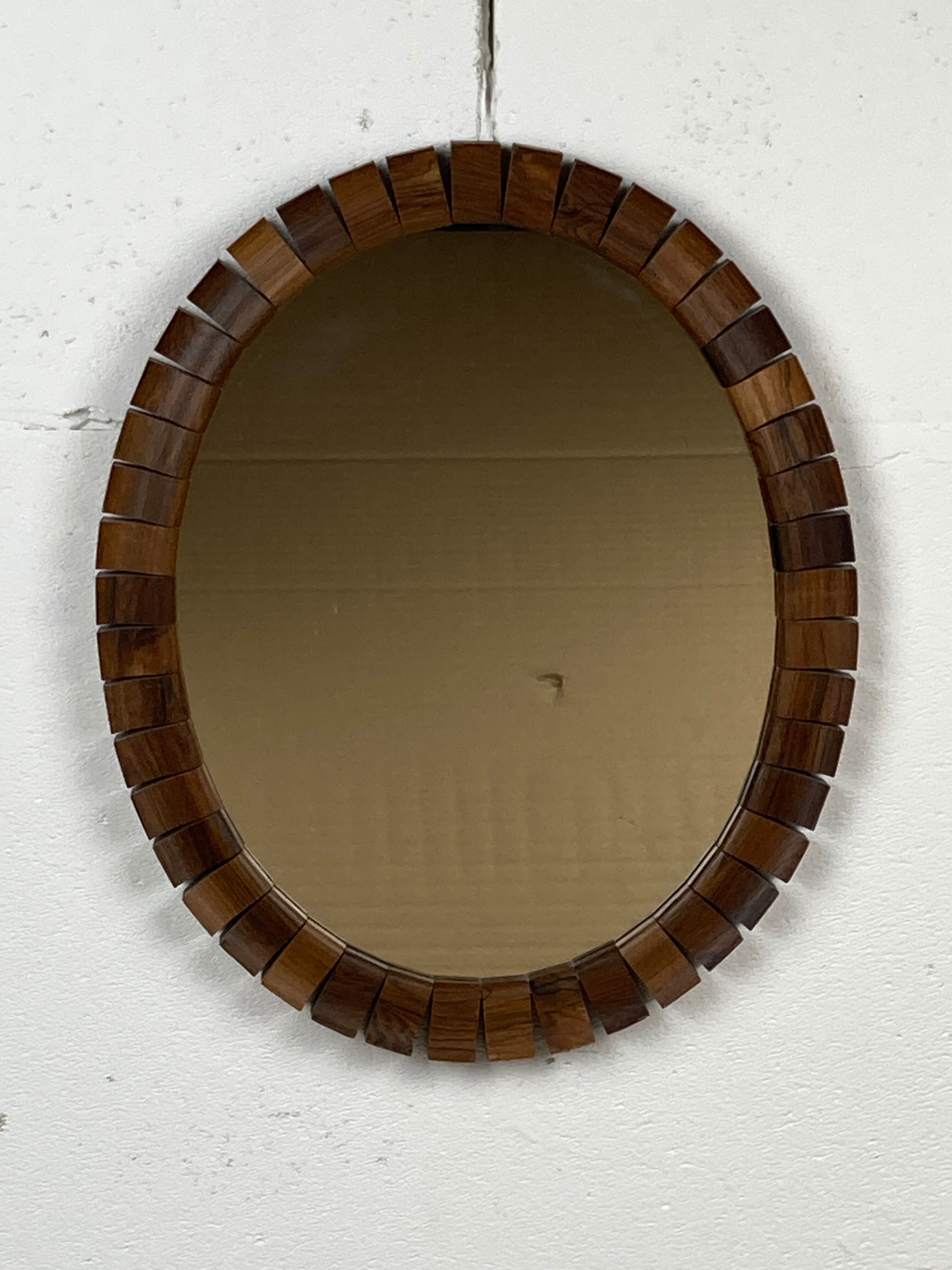 Mid-Century Danish Teak and Rosewood oval Mirror, 1960s
