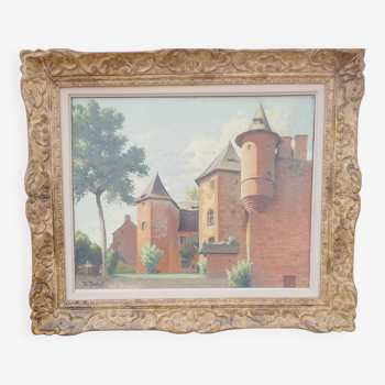 Toile sur Huile représentant le Manoir de Vassinhac à Collonges-la-Rouge de F DARDEL