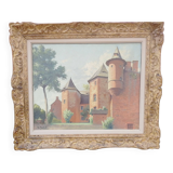 Toile sur Huile représentant le Manoir de Vassinhac à Collonges-la-Rouge de F DARDEL