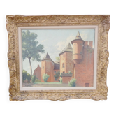 Toile sur Huile représentant le Manoir de Vassinhac à Collonges-la-Rouge de F DARDEL