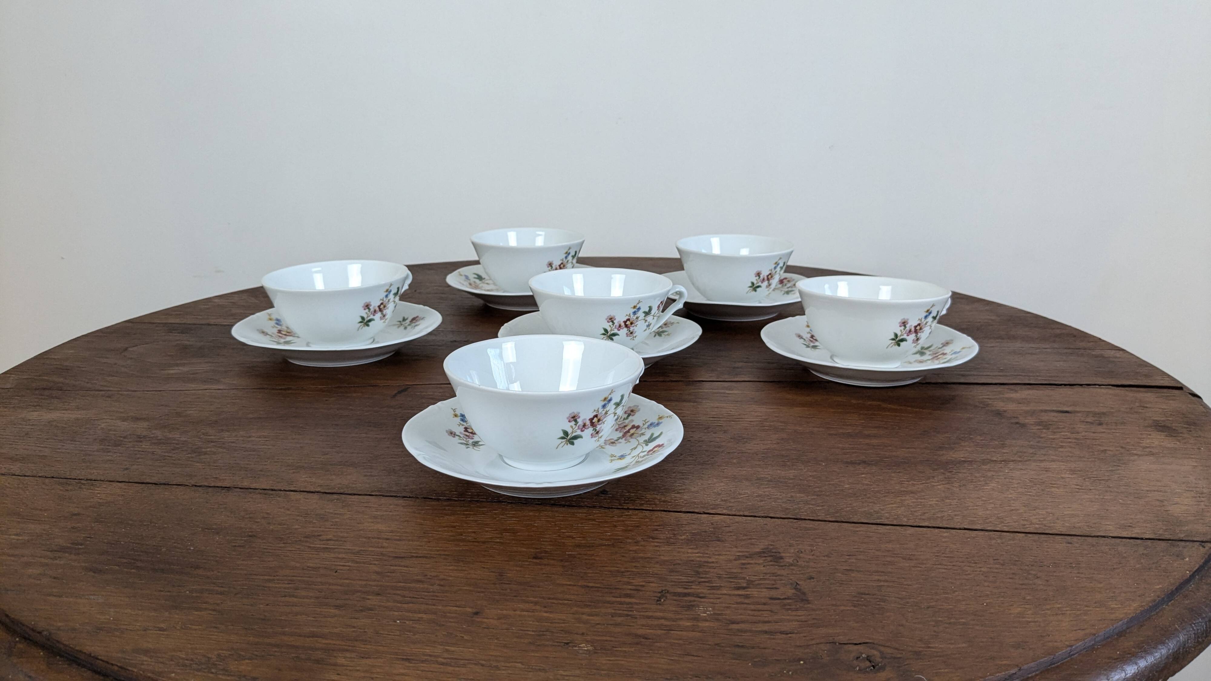 12-piece coffee service in Sologne porcelain, France