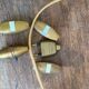Lampe céramique, câble 2 M tissu neuf, abat-jour coton