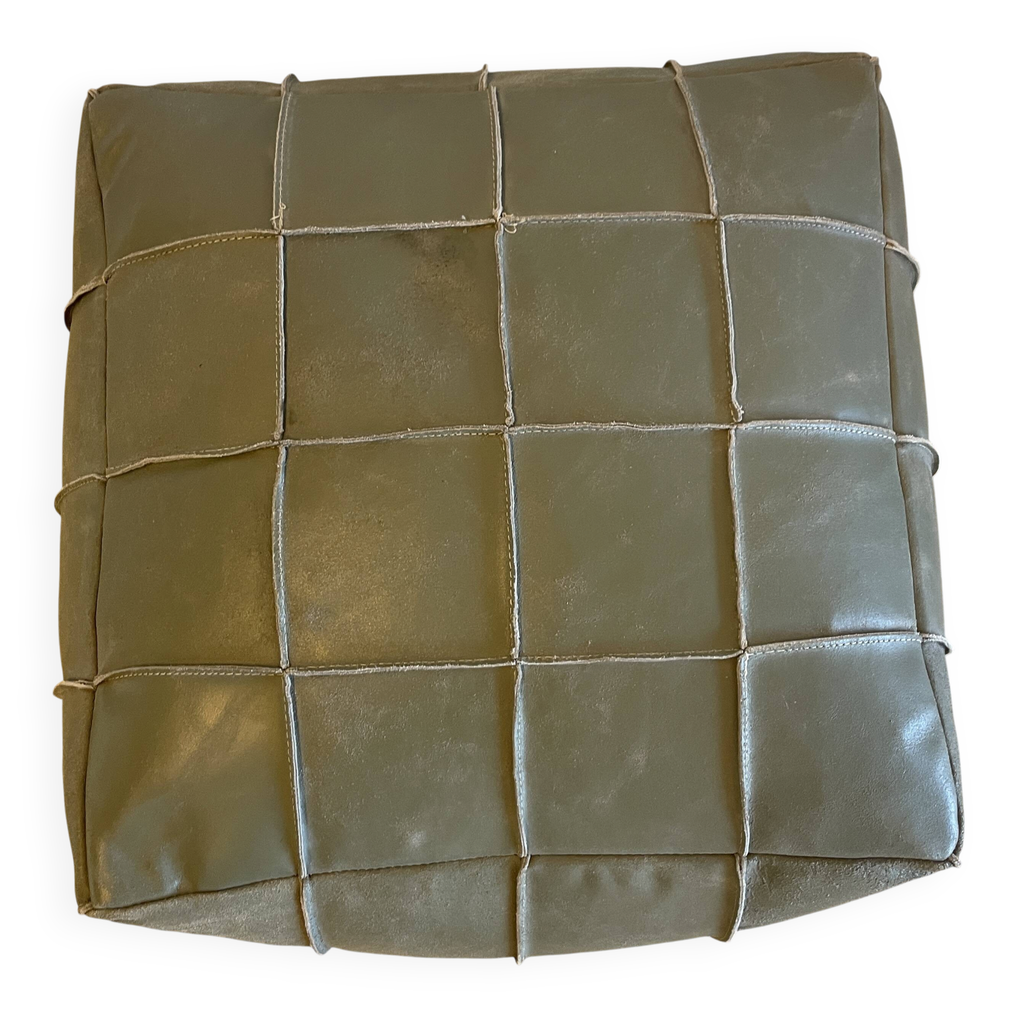 Grey leather pouf