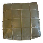 Grey leather pouf
