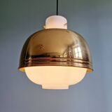 Pendant lamp in opaline and brass, Glassshütte Limburg, 1970s