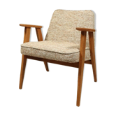 Vintage armchair brown granola oak wood design by Chierowski 366