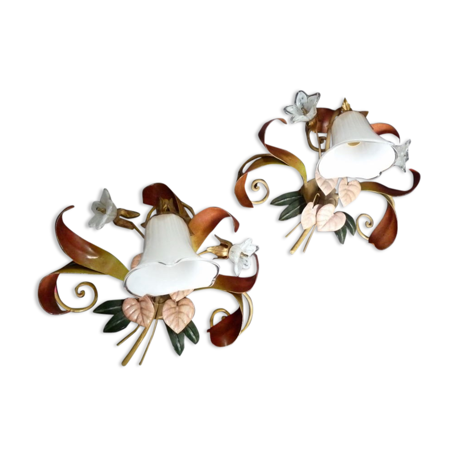 set Wall lamps Decor floral italy 36cm Paterno Franco