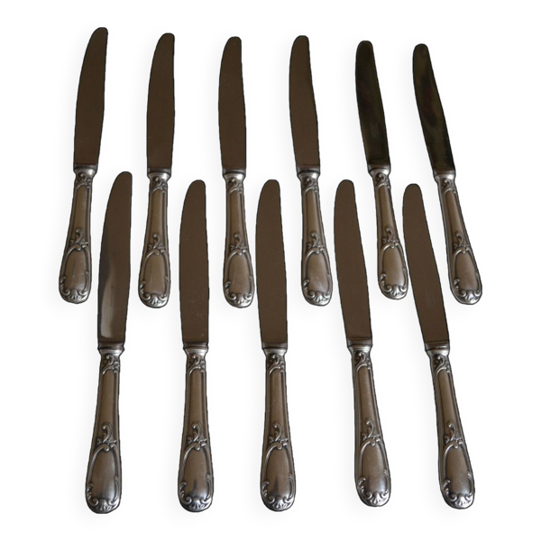 11 Couteaux de table métal argenté Frionnet François 25 cm silver plated knives