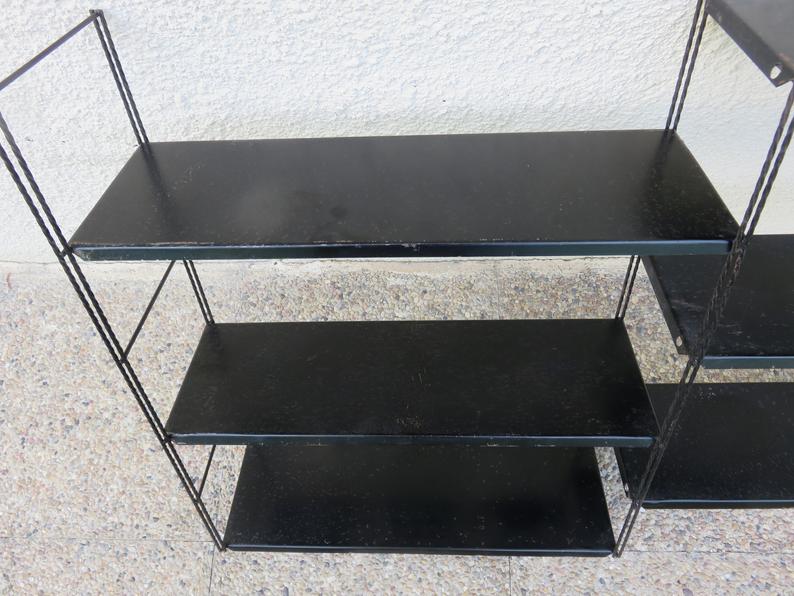 Etagère string, modulable en métal laqué noir années 50/60