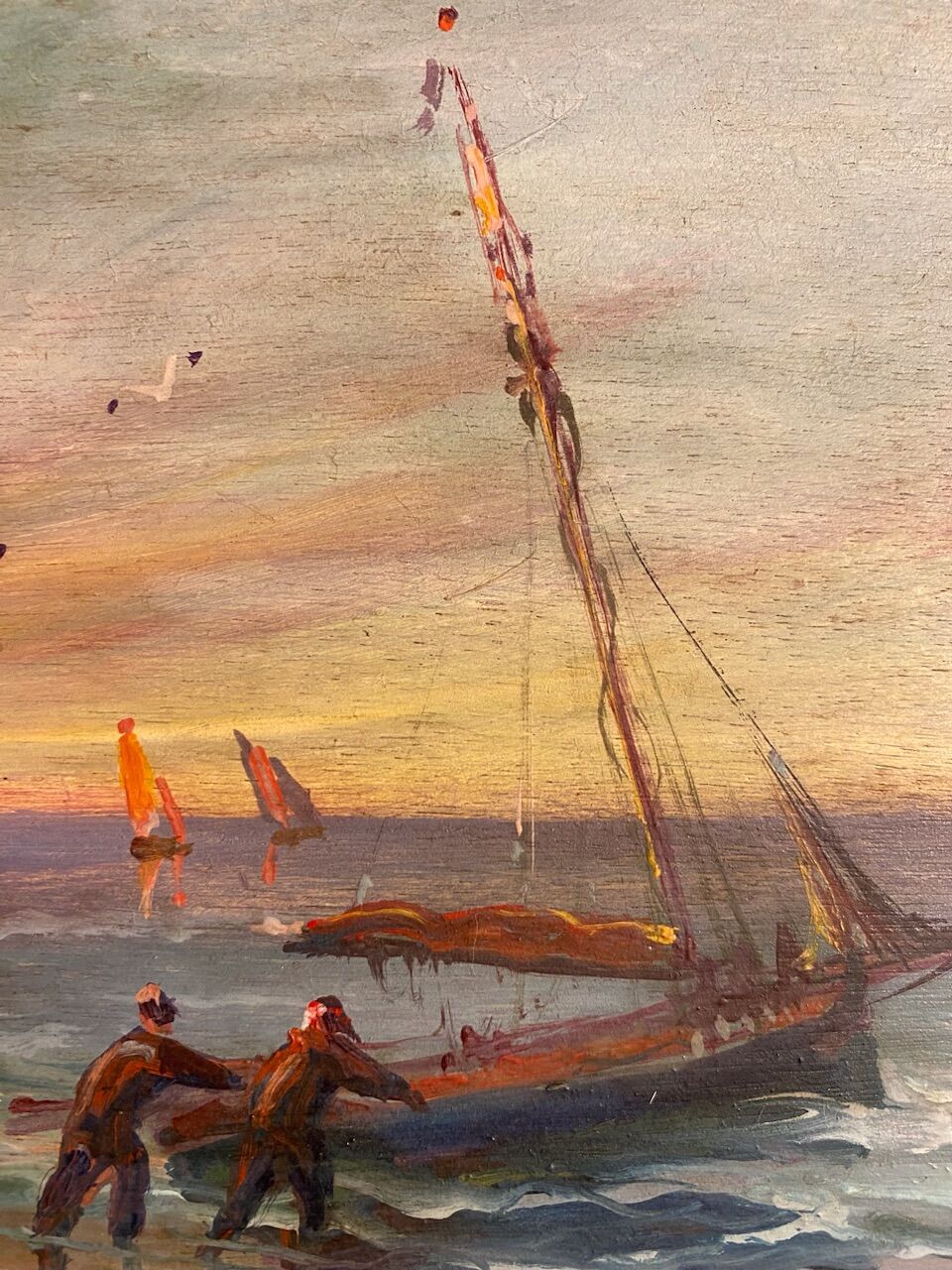 Old painting, Marine, signed, XX century