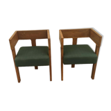 Pair of tripod armchairs ancient solid teak, 60