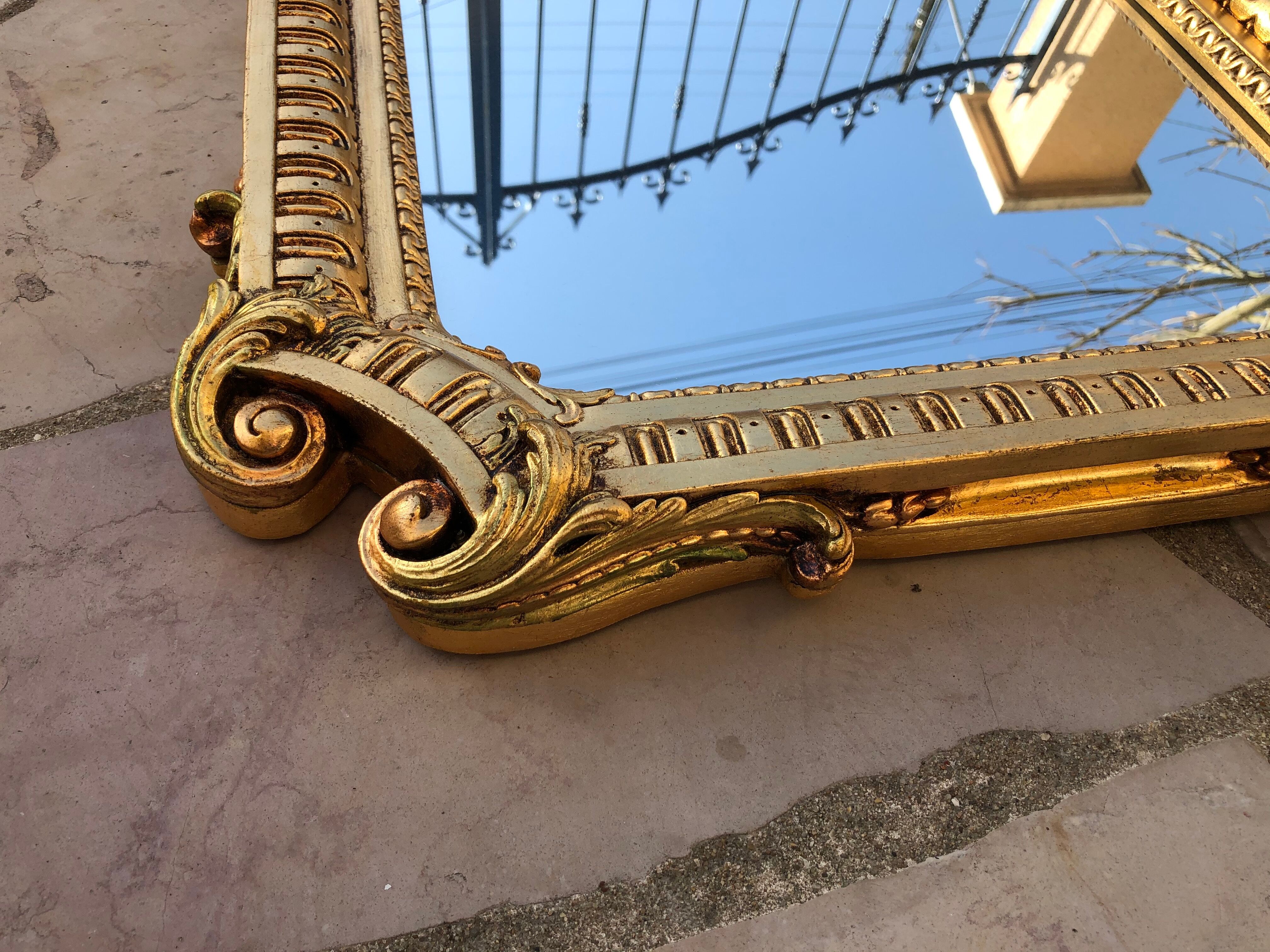 Gilded wooden mirror Regency style 54 x 95 cm