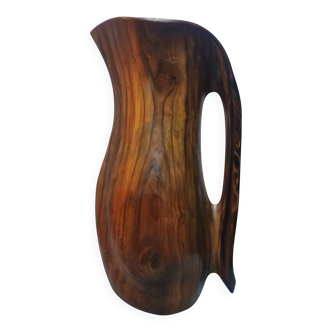 Sculptural olive wood pitcher from the 60s/70s