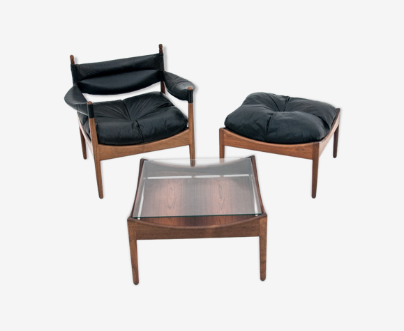 Fauteuil, tabouret et table de Kristian Vedel pour Søren Willadsen Møbelfabrik, 1963