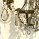 Pair of wall lamps bronze basket and grapevines XX century