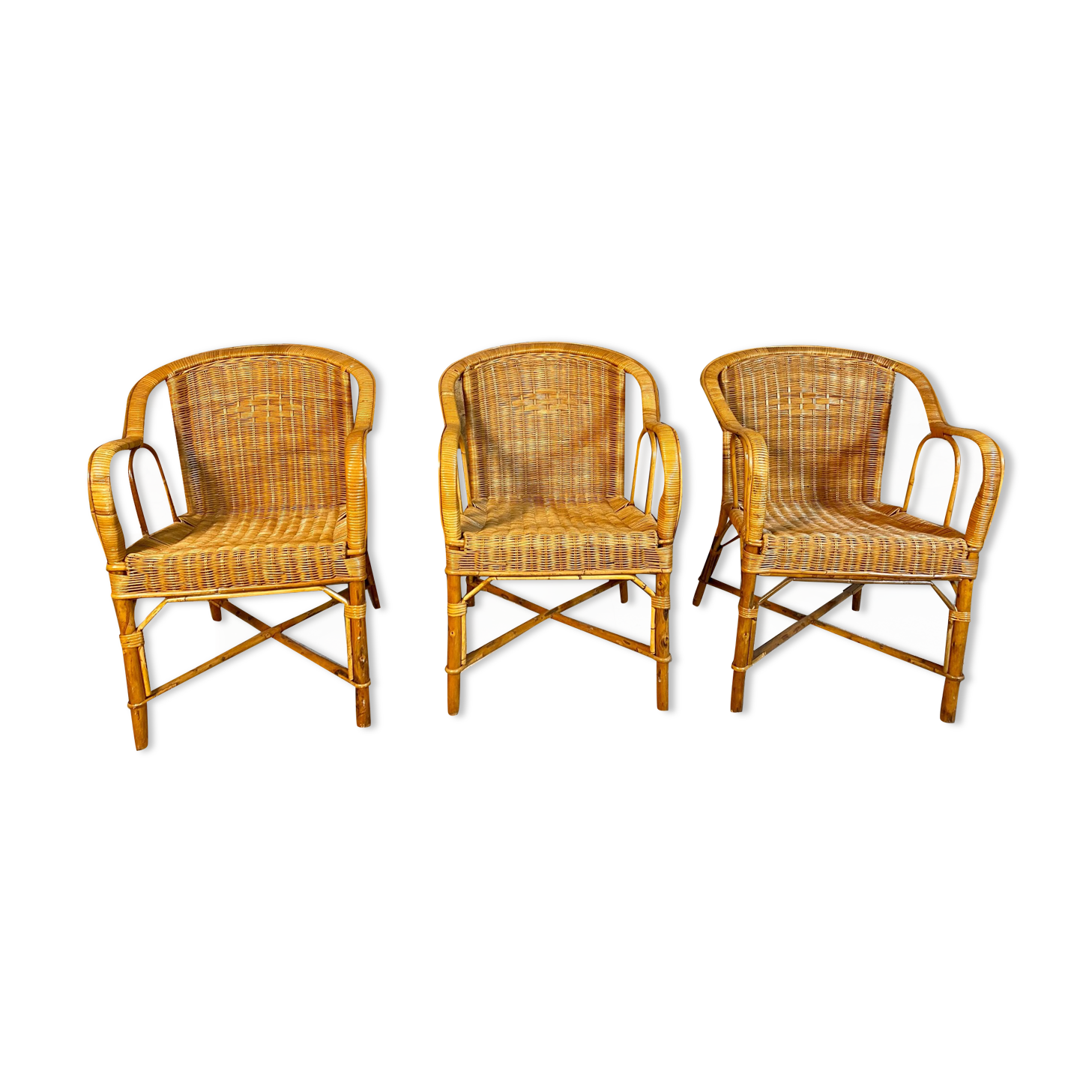 Trio armchairs rattan wicker