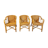 Trio armchairs rattan wicker