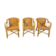 Lot de 3 fauteuils rotin osier