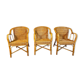 Trio armchairs rattan wicker