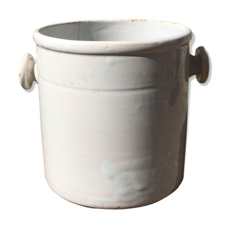 Large white glazed terracotta pot