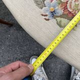 Pair of antique turned wooden chairs, embroidered upholstered seats