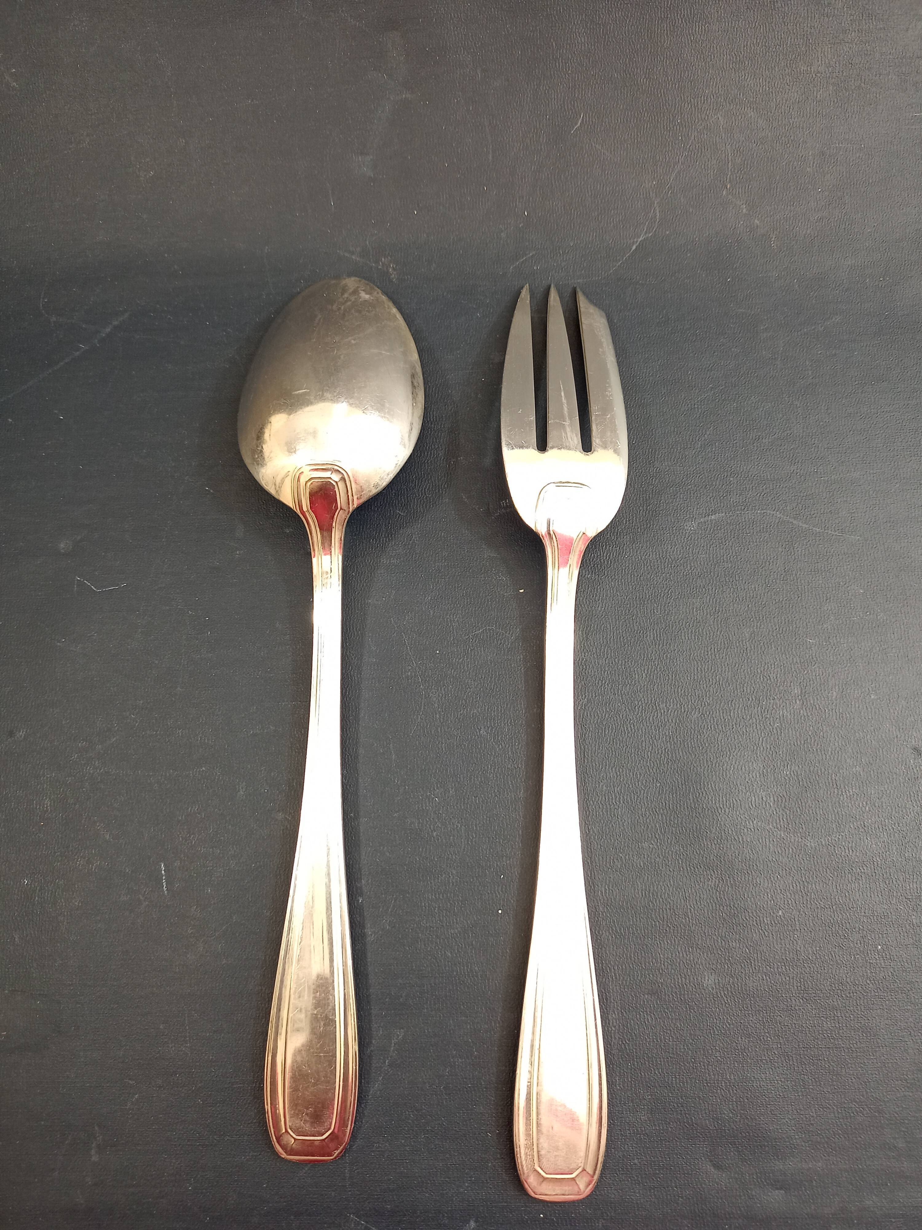 Silver metal service cutlery