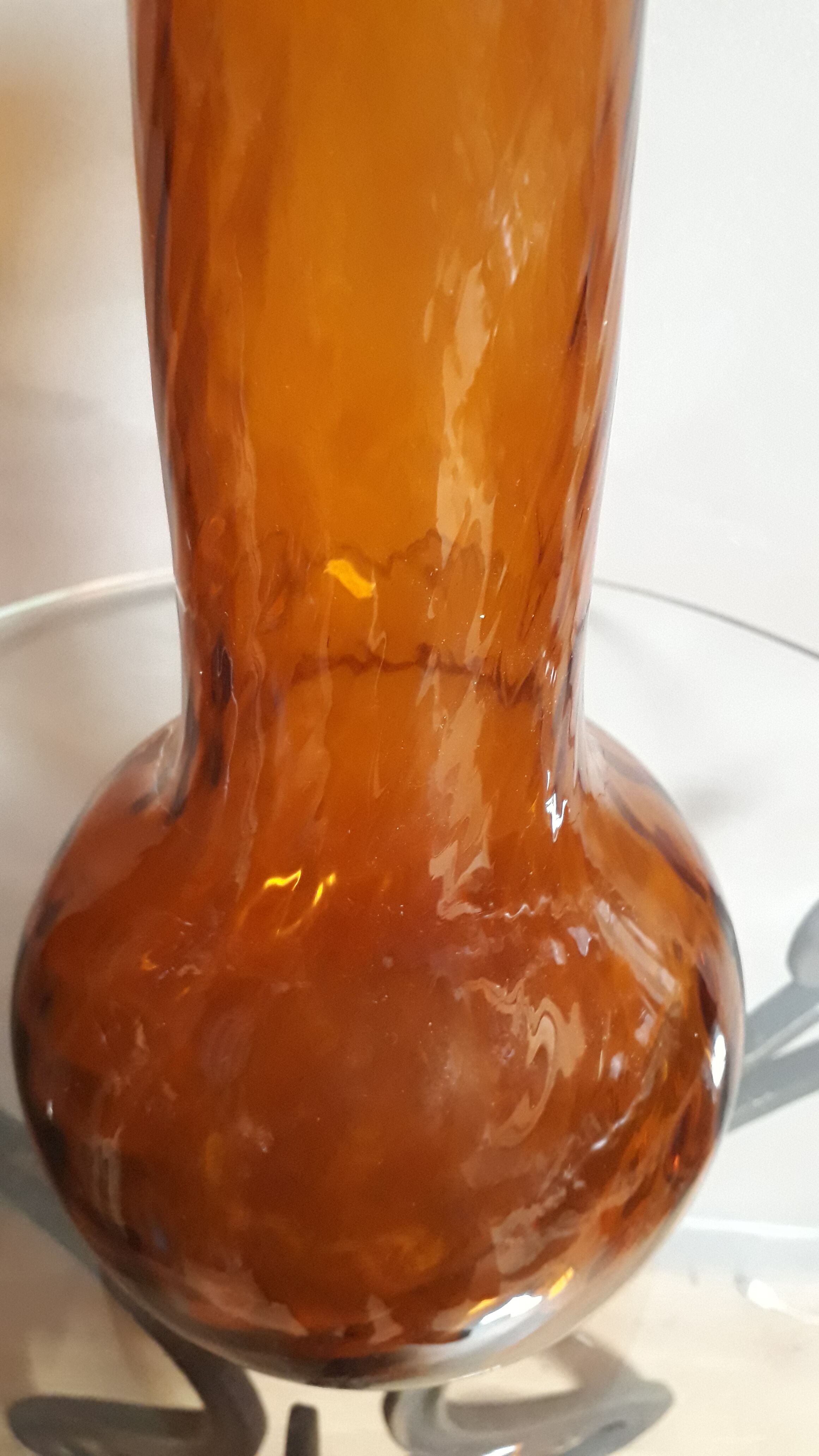 Glass vase brown caramel color