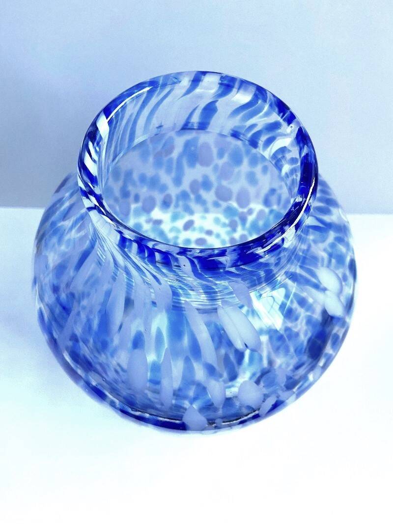 Élégant Vase Soliflore Photophore Mirella Verre Épais Soufflé Moucheté Neuf