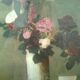 Rectangular frame two-tone wood brown/green, image: painting bowl+vase of flowers