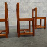 Ensemble de 4 chaises cubique en pin blond année 60 par andré sornay
